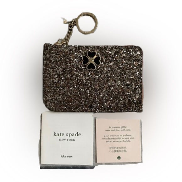 kate spade Handbags - Kate Spade NWT Sparkling Black Glitter Card Holder/Case /Key Ring